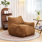 Fauteuil poire 180 kg, grand pouf en velours côtelé avec accoudoirs, mousse haute résilience pour adultes et adolescents