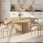 Table à manger ronde extensible de 43,3'' à 59'' pour 4 à 8 personnes, Table à manger ovale de cuisine moderne avec rallonges amovibles, Table de salle à manger, cuisine