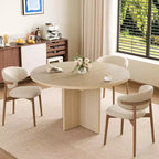Table à manger ronde extensible de 43,3'' à 59'' pour 4 à 8 personnes, Table à manger ovale de cuisine moderne avec rallonges amovibles, Table de salle à manger, cuisine