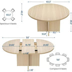 Table à manger ronde extensible de 43,3'' à 59'' pour 4 à 8 personnes, Table à manger ovale de cuisine moderne avec rallonges amovibles, Table de salle à manger, cuisine