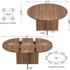 Table à manger ronde extensible de 43,3'' à 59'' pour 4 à 8 personnes, Table à manger ovale de cuisine moderne avec rallonges amovibles, Table de salle à manger, cuisine