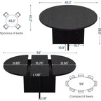 Table à manger ronde extensible de 43,3'' à 59'' pour 4 à 8 personnes, Table à manger ovale de cuisine moderne avec rallonges amovibles, Table de salle à manger, cuisine