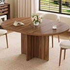 Table à manger ronde extensible de 43,3'' à 59'' pour 4 à 8 personnes, Table à manger ovale de cuisine moderne avec rallonges amovibles, Table de salle à manger, cuisine