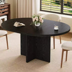 Table à manger ronde extensible de 43,3'' à 59'' pour 4 à 8 personnes, Table à manger ovale de cuisine moderne avec rallonges amovibles, Table de salle à manger, cuisine