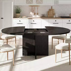 43.3''-59'' Extendable Round Dining Table for 4-8, Modern Kitchen Oval Dining Table with Removable Leaves, Dinner Table for Dining Room, Kitchen