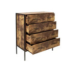 MDF Industrial Style 4-Drawer Dresser, Rustic Brown Wood Storage Organizer with Sturdy Steel Frame