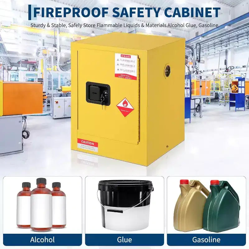 Armoire de stockage ignifuge 4 gallons, armoire de sécurité avec étagères réglables, portes à fermeture manuelle, acier galvanisé 17x17x22