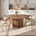 Table à manger ovale extensible pour 4 à 8 personnes, table de cuisine 59" en noyer, design rond à ovale peu encombrant pour salle à manger ou cuisine