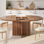 Table à manger ovale extensible pour 4 à 8 personnes, table de cuisine 59" en noyer, design rond à ovale peu encombrant pour salle à manger ou cuisine