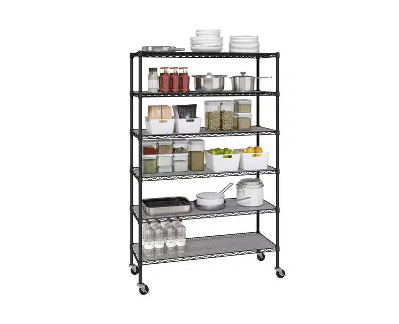 Étagère métallique à 6 niveaux certifiée NSF, 122 x 46 cm, avec roulettes