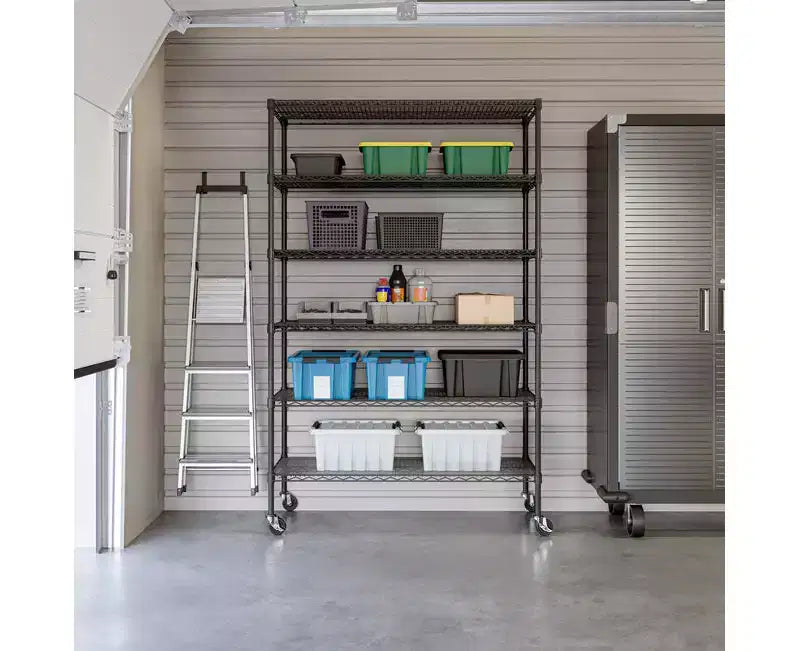 Étagère métallique à 6 niveaux certifiée NSF, 122 x 46 cm, avec roulettes