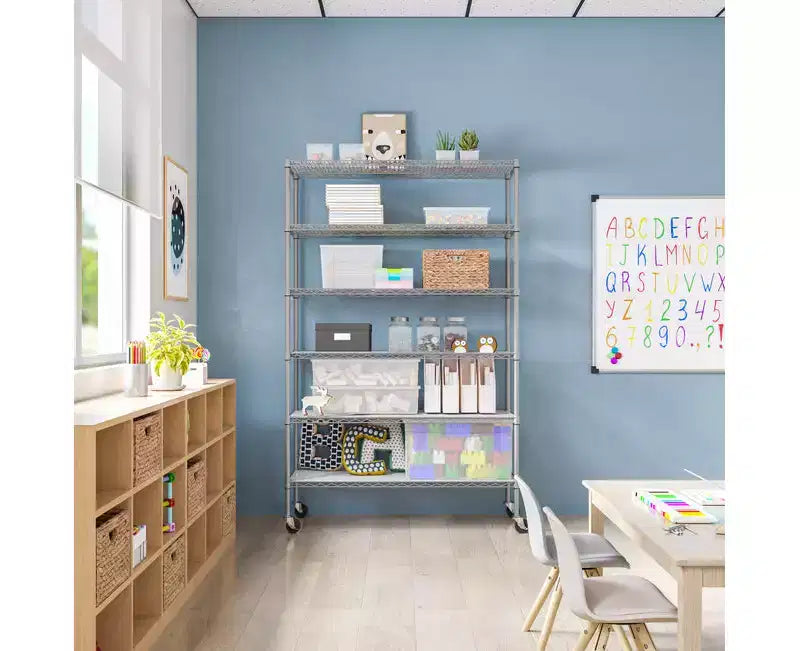 Étagère métallique à 6 niveaux certifiée NSF, 122 x 46 cm, avec roulettes