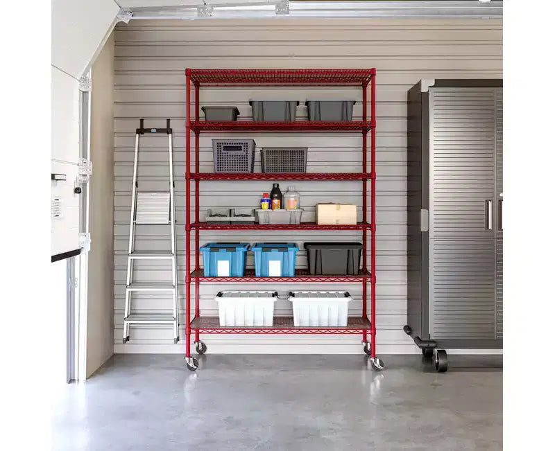Étagère métallique à 6 niveaux certifiée NSF, 122 x 46 cm, avec roulettes