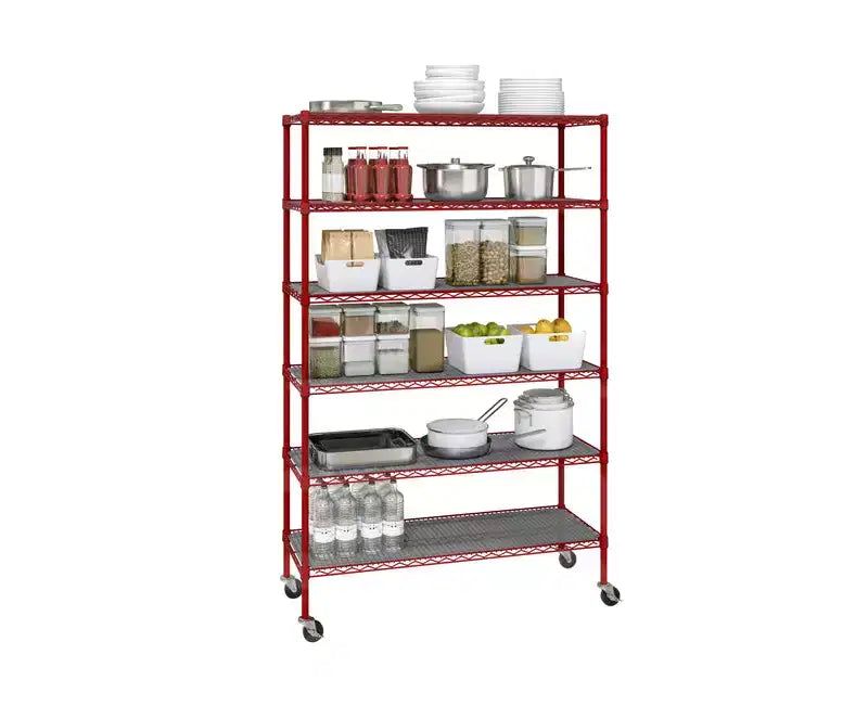 Étagère métallique à 6 niveaux certifiée NSF, 122 x 46 cm, avec roulettes