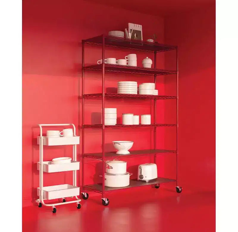 Étagère métallique à 6 niveaux certifiée NSF, 122 x 46 cm, avec roulettes