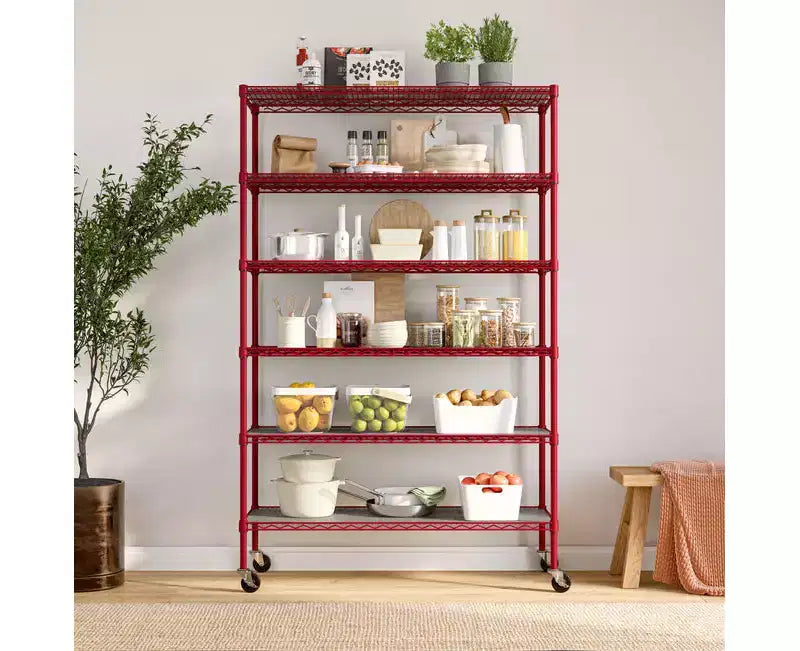 Étagère métallique à 6 niveaux certifiée NSF, 122 x 46 cm, avec roulettes