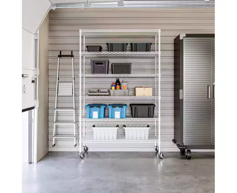 Étagère métallique à 6 niveaux certifiée NSF, 122 x 46 cm, avec roulettes