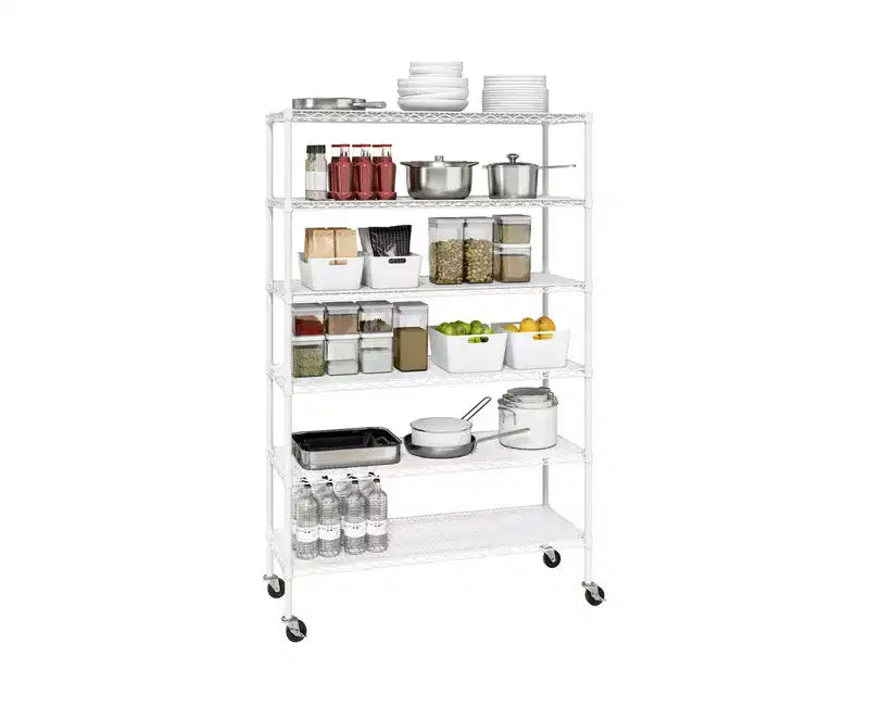 Étagère métallique à 6 niveaux certifiée NSF, 122 x 46 cm, avec roulettes