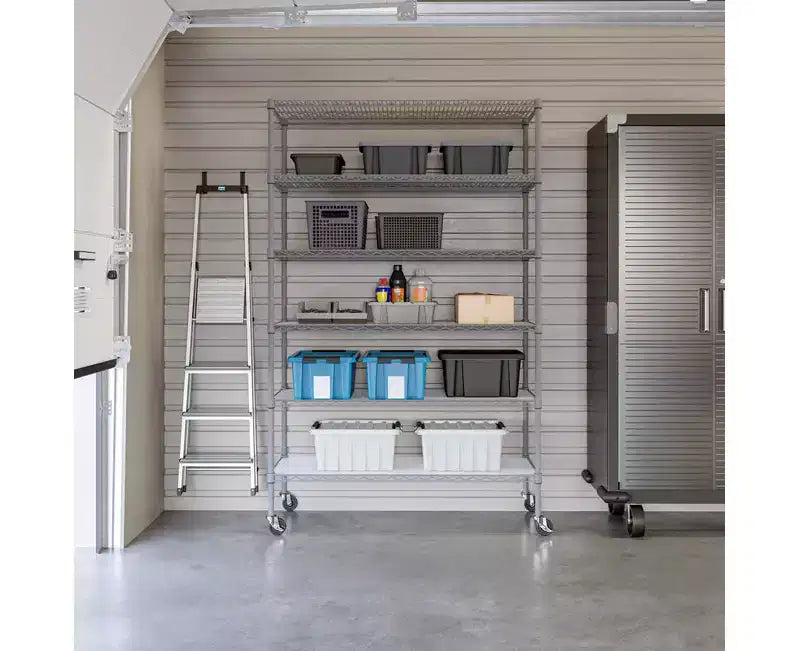 Étagère métallique à 6 niveaux certifiée NSF, 122 x 46 cm, avec roulettes