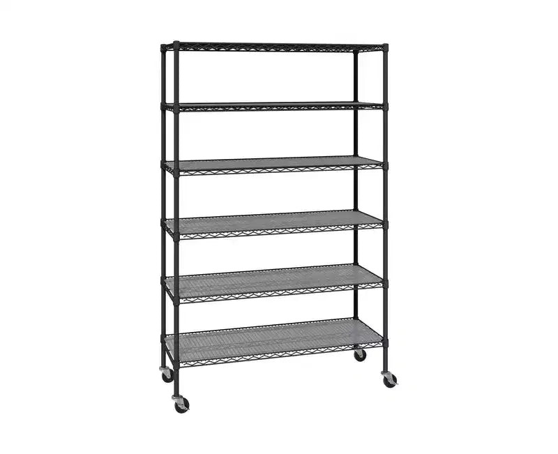 Étagère métallique à 6 niveaux certifiée NSF, 122 x 46 cm, avec roulettes