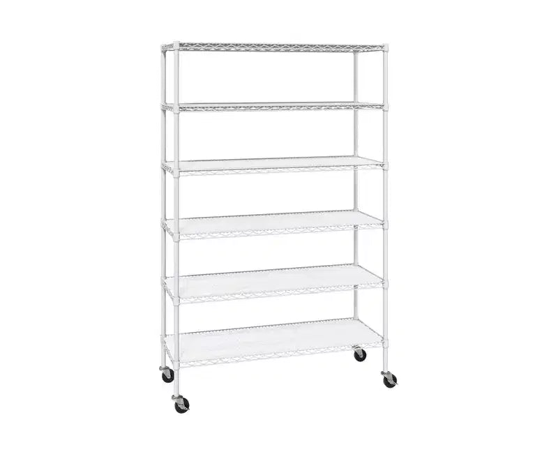 Étagère métallique à 6 niveaux certifiée NSF, 122 x 46 cm, avec roulettes