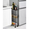 Chariot de rangement fin à 3 niveaux, chariot utilitaire en métal avec roulettes, étagère de rangement réglable avec panier pour cuisine, salle de bain, buanderie, coin étroit
