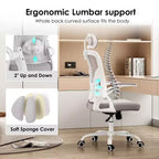 Chaise de bureau ergonomique, chaise pivotante avec support lombaire réglable, accoudoirs relevables, appuie-tête et dossier en maille