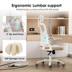 Chaise de bureau ergonomique, chaise pivotante avec support lombaire réglable, accoudoirs relevables, appuie-tête et dossier en maille