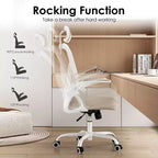 Chaise de bureau ergonomique, chaise pivotante avec support lombaire réglable, accoudoirs relevables, appuie-tête et dossier en maille