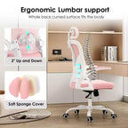 Chaise de bureau ergonomique, chaise pivotante avec support lombaire réglable, accoudoirs relevables, appuie-tête et dossier en maille