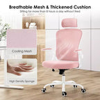 Chaise de bureau ergonomique, chaise pivotante avec support lombaire réglable, accoudoirs relevables, appuie-tête et dossier en maille