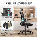 Chaise de bureau ergonomique, chaise pivotante avec support lombaire réglable, accoudoirs relevables, appuie-tête et dossier en maille
