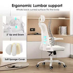 Chaise de bureau ergonomique, chaise pivotante avec support lombaire réglable, accoudoirs relevables, appuie-tête et dossier en maille