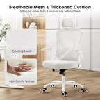 Chaise de bureau ergonomique, chaise pivotante avec support lombaire réglable, accoudoirs relevables, appuie-tête et dossier en maille