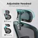Chaise de bureau ergonomique, chaise pivotante avec support lombaire réglable, accoudoirs relevables, appuie-tête et dossier en maille