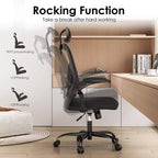 Chaise de bureau ergonomique, chaise pivotante avec support lombaire réglable, accoudoirs relevables, appuie-tête et dossier en maille