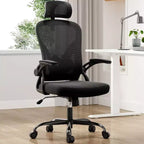 TUYOHW Ergonomic Office Chair,Swivel Computer Desk Chairs with Adjustable Lumbar Support,Flip-Up Arms,Headrest & Mesh Back for Home,Bedroom