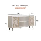 Meuble de Rangement Buffet, Cabinet de Rangement Rétro à 2 Portes, Buffet de Ferme Sculpté avec Porte Coulissante à Pousser-Tirer