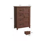 Commode de 45,7 po avec 4 tiroirs et une porte, armoire de rangement verticale autoportante pour chambre à coucher, noyer