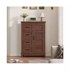Commode de 45,7 po avec 4 tiroirs et une porte, armoire de rangement verticale autoportante pour chambre à coucher, noyer