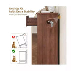 Commode de 45,7 po avec 4 tiroirs et une porte, armoire de rangement verticale autoportante pour chambre à coucher, noyer