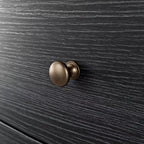 Commode Vintage à Façade Courbe avec 8 Tiroirs, Boutons en Bronze et Coiffeuse, Noir ou Chêne Clair