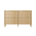 Commode Vintage à Façade Courbe avec 8 Tiroirs, Boutons en Bronze et Coiffeuse, Noir ou Chêne Clair