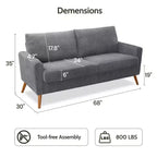 Causeuse moderne du milieu du siècle, canapé rétro de 172 cm avec assise profonde de 61 cm et support en bois massif de 360 kg