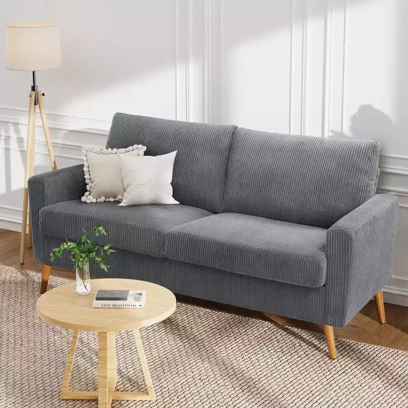 Causeuse moderne du milieu du siècle, canapé rétro de 172 cm avec assise profonde de 61 cm et support en bois massif de 360 kg
