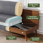 Causeuse moderne du milieu du siècle, canapé rétro de 172 cm avec assise profonde de 61 cm et support en bois massif de 360 kg