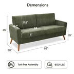 Causeuse moderne du milieu du siècle, canapé rétro de 172 cm avec assise profonde de 61 cm et support en bois massif de 360 kg
