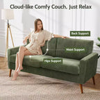 Causeuse moderne du milieu du siècle, canapé rétro de 172 cm avec assise profonde de 61 cm et support en bois massif de 360 kg