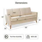 Causeuse moderne du milieu du siècle, canapé rétro de 172 cm avec assise profonde de 61 cm et support en bois massif de 360 kg