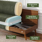 Causeuse moderne du milieu du siècle, canapé rétro de 172 cm avec assise profonde de 61 cm et support en bois massif de 360 kg